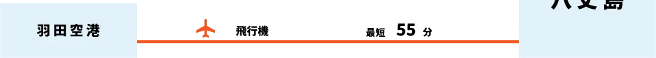 羽田空港から八丈島へ、飛行機で最短55分。