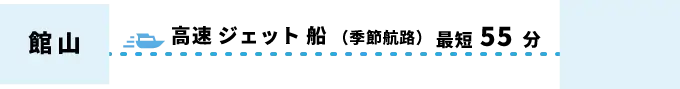 館山から大島へ、高速ジェット船（季節航路）で最短55分。