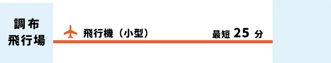 調布飛行場から大島へ、飛行機（小型）で最短25分。